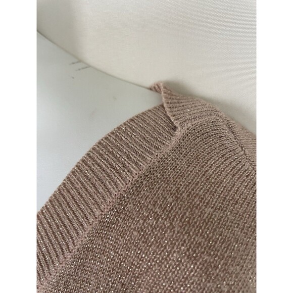 GUESS Vesper High Low Stripe Sweater Pullover Knit Top Metallic Rose Gold XS - Picture 16 of 16